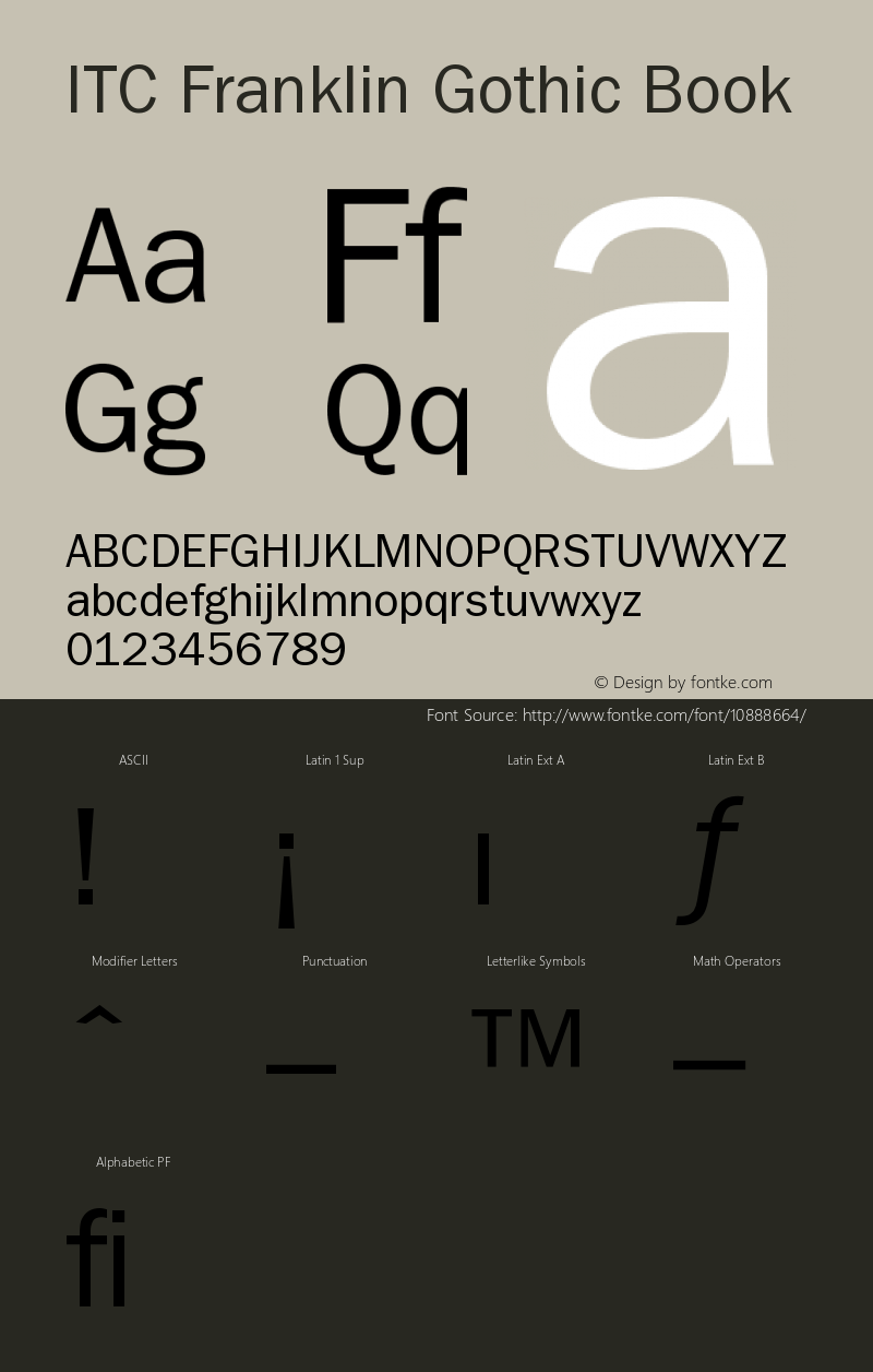 ITC Franklin Gothic Book Version 001.003 Font Sample