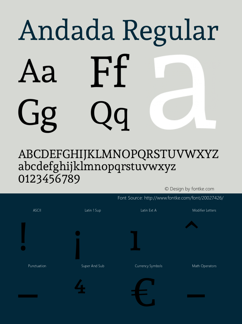 Andada-Regular Version 1.001 Font Sample