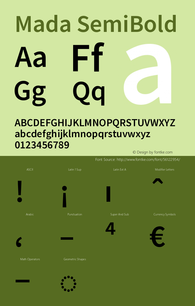 Mada SemiBold Version 1.004 Font Sample