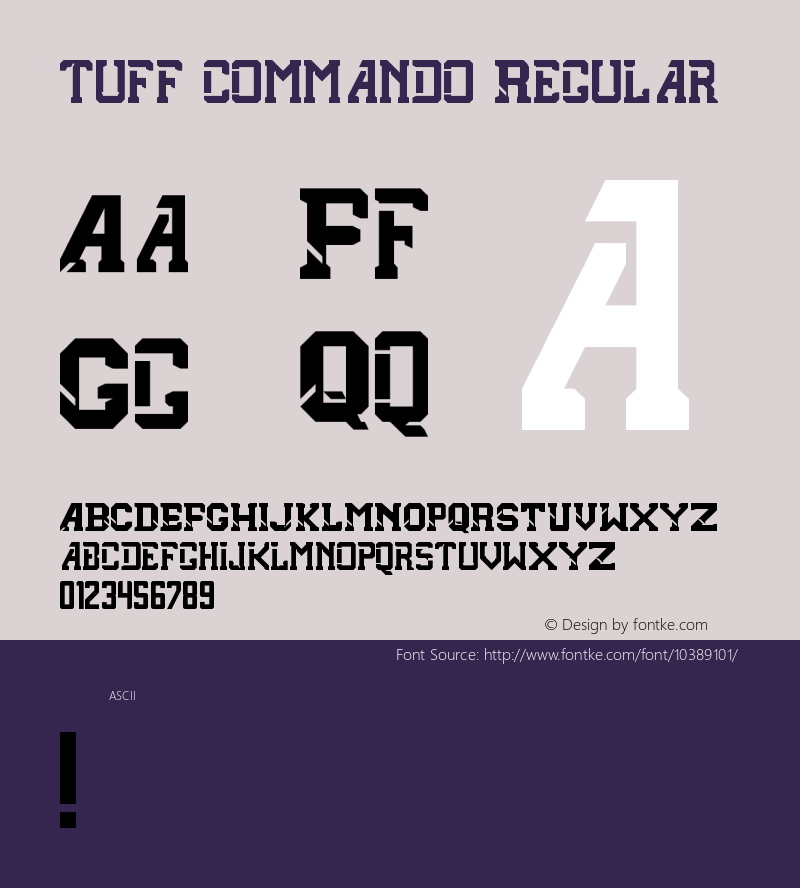 tuff commando Regular Version 1.0 Font Sample