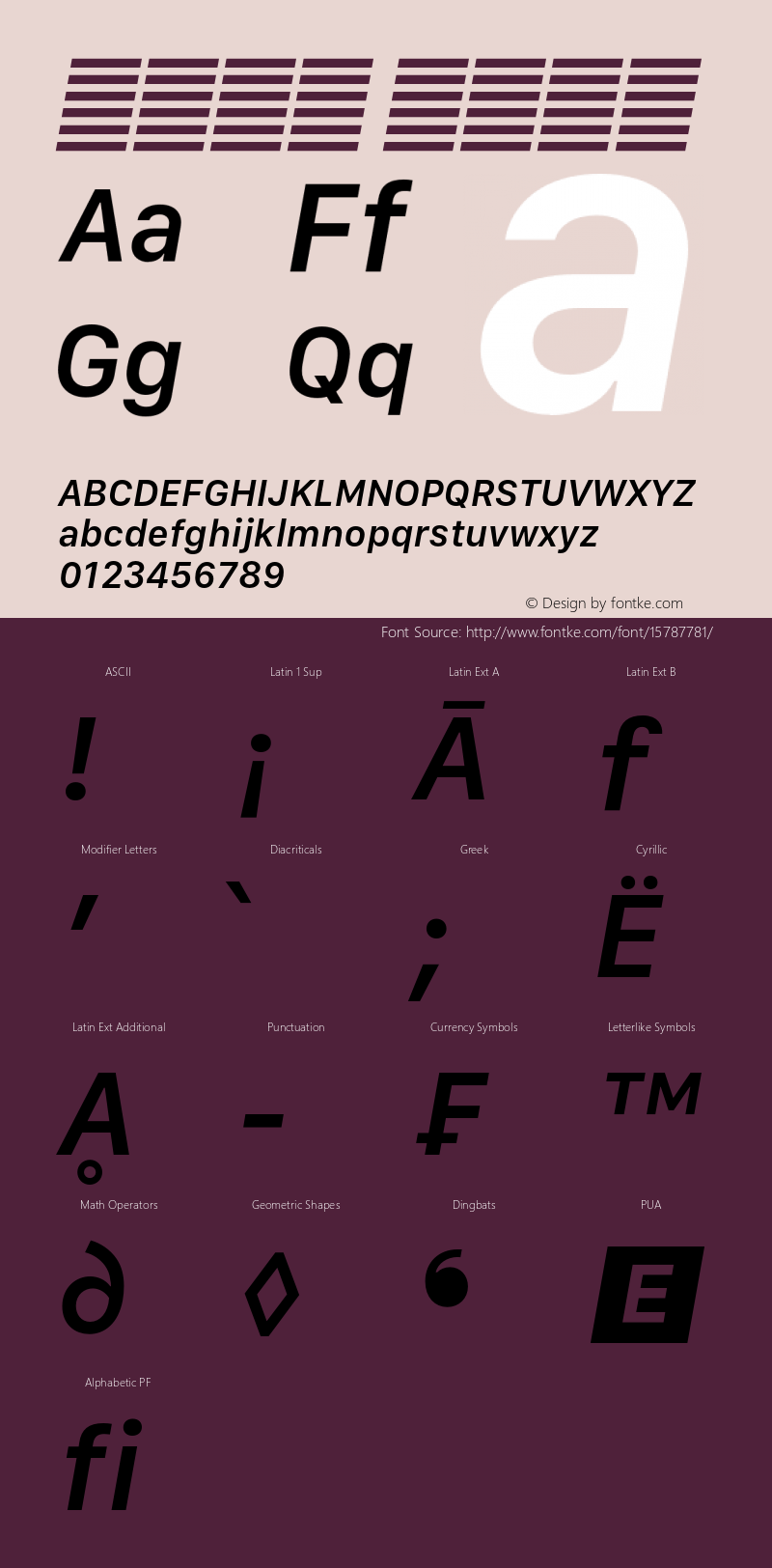 系统字体 半粗斜体 Version 2.000 Font Sample