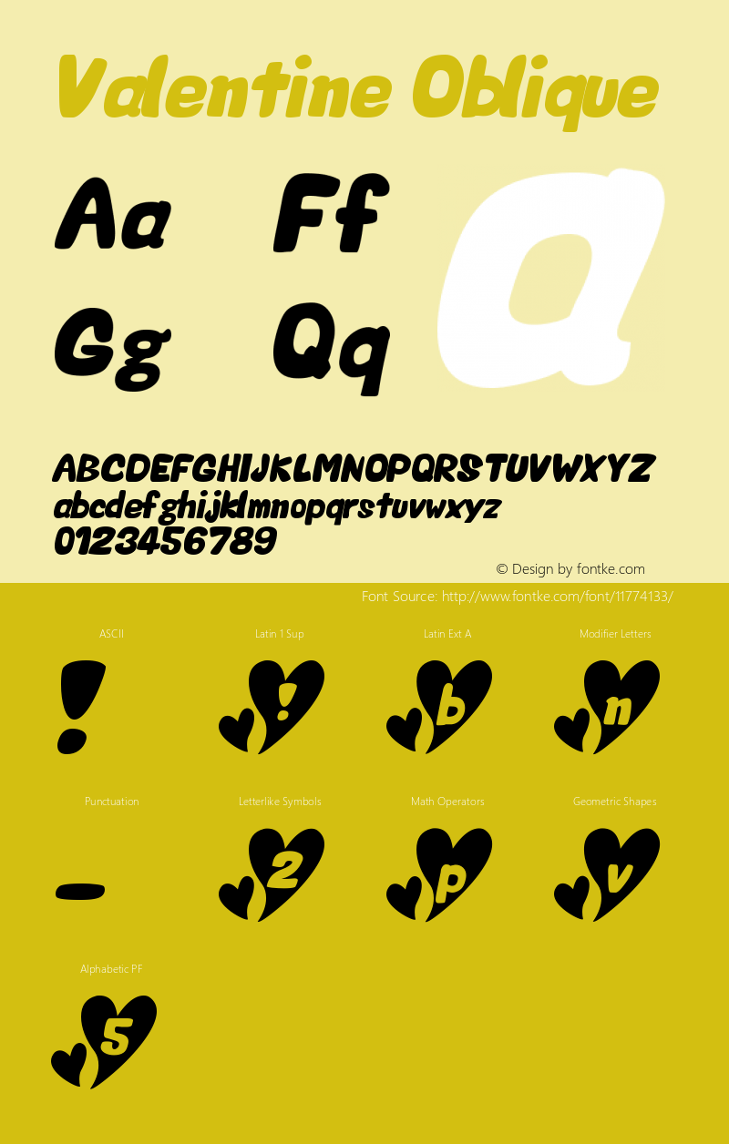 Valentine Oblique Version Macromedia Fontograp Font Sample