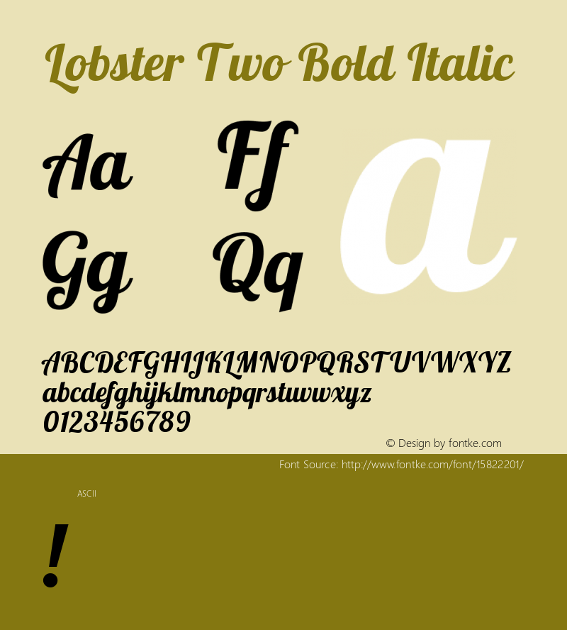 Lobster Two Bold Italic Version 1.006; ttfautohint (v1.4.1) Font Sample