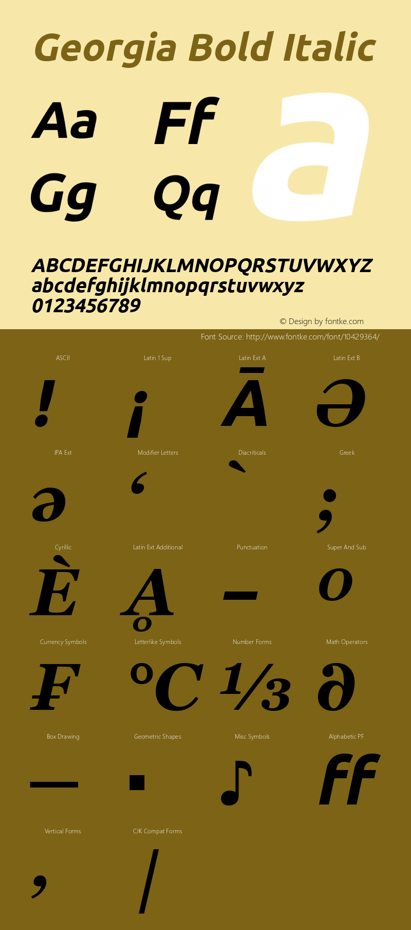Georgia Bold Italic Version 5.00x-1 Font Sample