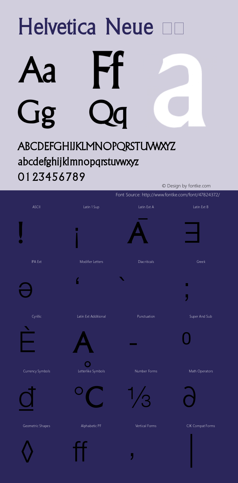 Helvetica Neue 超细体  Font Sample