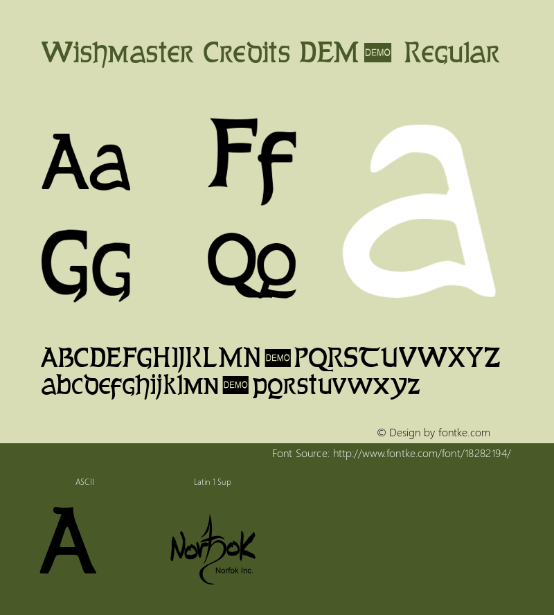 Wishmaster Credits DEMO Regular 1.1 DEMO Font Sample