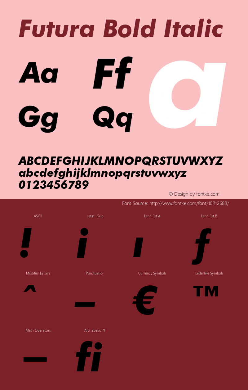 Futura Bold Italic 003.001 Font Sample