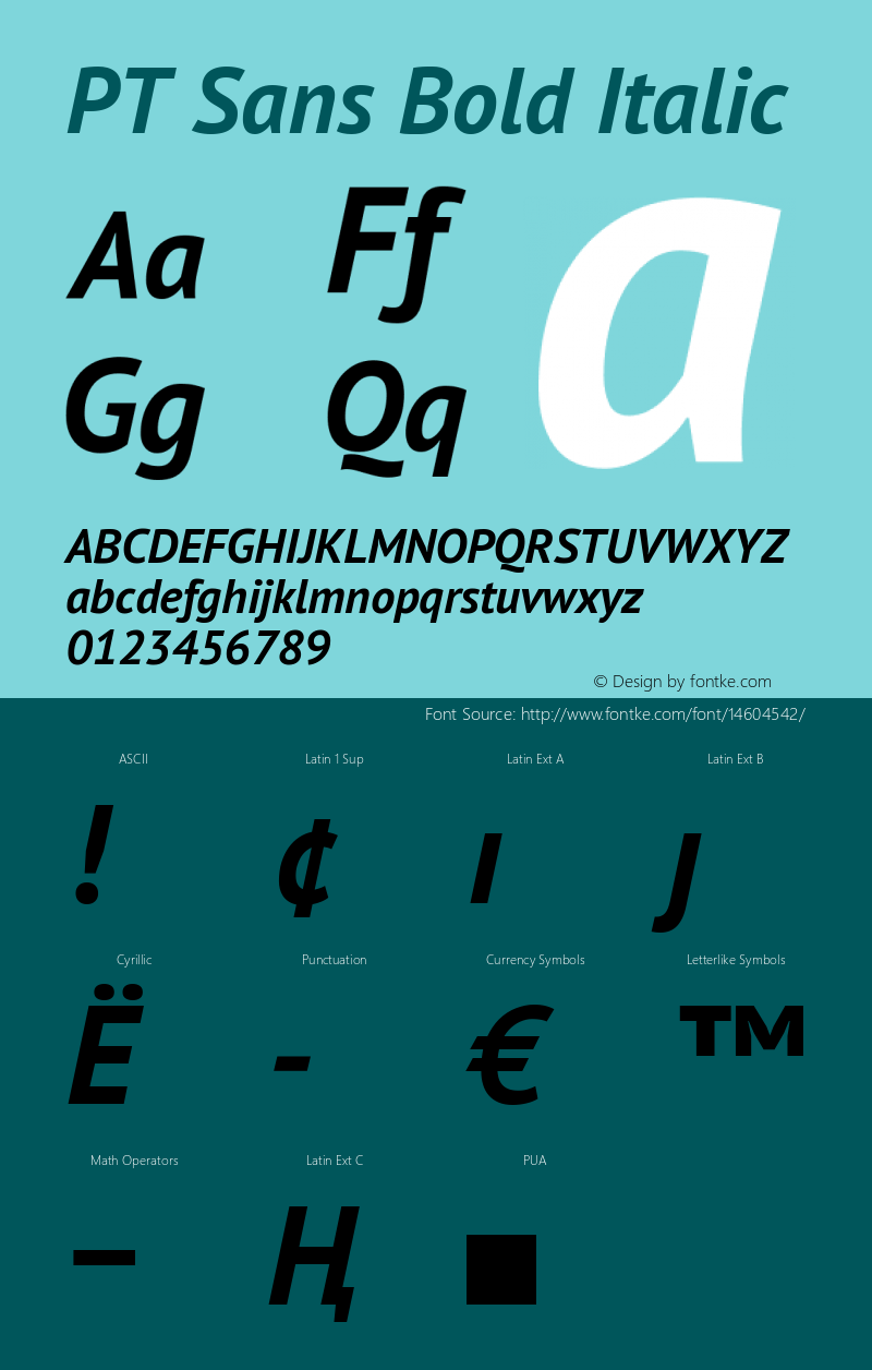 PT Sans Bold Italic Version 2.003 Font Sample