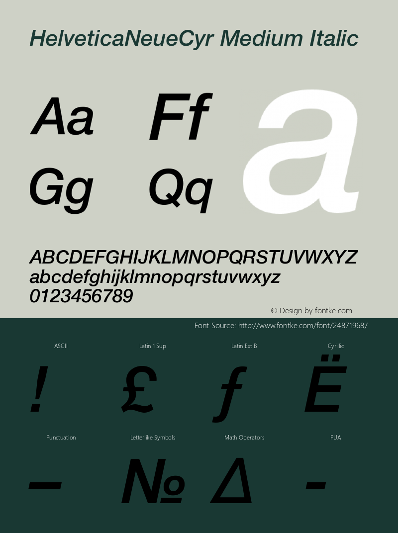HelveticaNeueCyr-MediumItalic 001.000 Font Sample
